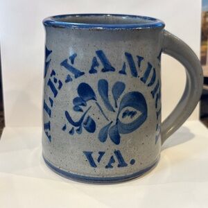 Andover Pottery Coffee Mug “Alexandria, VA Gray and Blue Letters & Design